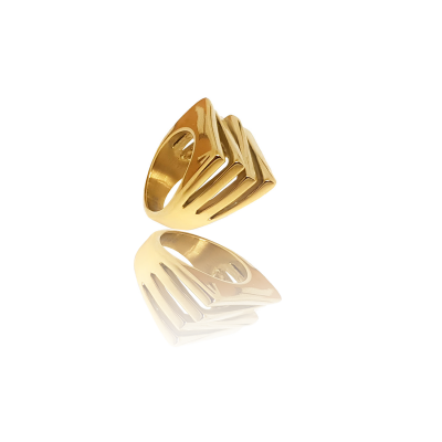 Δαχτυλίδι Onyx ανοξείδωτο χάλυβας σε χρώμα Χρυσό (N18)